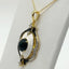 Oval Black Opal Enamel Pendant in 18kt Yellow Gold Plated 925 Sterling Silver