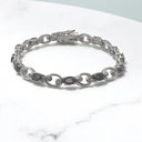 Oval Smoky Quartz Link Bracelet in 925 Sterling Silver