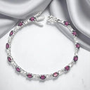 7.20 ctw Oval Rhodolite Garnet Bracelet in 925 Sterling Silver