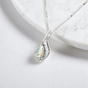 Pear-Shaped Opal and Diamond Pendant in 925 Sterling Silver