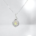 Pear-Shaped Opal and Diamond Pendant in 925 Sterling Silver