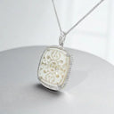Carved Mother-of-Pearl and CZ Pendant in 925 Sterling Silver
