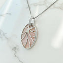 Oval Pink Mother-of-Pearl and CZ Pendant in 925 Sterling Silver