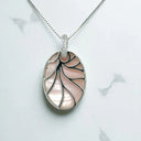 Oval Pink Mother-of-Pearl and CZ Pendant in 925 Sterling Silver