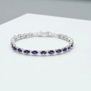 4.53 ctw Amethyst and White Zircon Tennis Bracelet in 925 Sterling Silver