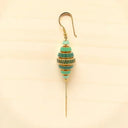 Lab Created Emerald and Enamel Dangle Earrings in Gold Plated Sterling Silver