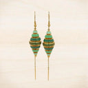 Lab Created Emerald and Enamel Dangle Earrings in Gold Plated Sterling Silver