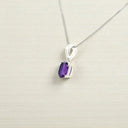 Oval Amethyst Solitaire Pendant in 925 Sterling Silver