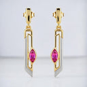 Pink Sapphire Marquise Drop Earrings in 14kt Two-Tone Gold
