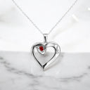 Pear Shaped Garnet and Lab Grown Diamond Heart Pendant in 925 Sterling Silver
