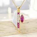 Marquise Pink Sapphire and Diamond Pendant in 14kt Yellow and White Gold