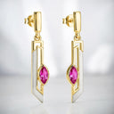 Pink Sapphire Marquise Drop Earrings in 14kt Two-Tone Gold