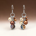 Chocolate Cultured Pearl and Crystal Bead Earrings in 925 Sterling Silver