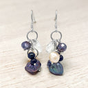 Dark Gray Cultured Keshi Pearl Earrings in 925 Sterling Silver