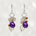 Purple Cultured Pearl Drop Earrings in 925 Sterling Silver