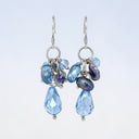 Dark Blue Cultured Keshi Pearl Earrings in 925 Sterling Silver