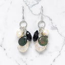 Cultured Tahitian and White Coin Pearl Earrings in 925 Sterling Silver