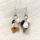 Gold and White Cultured Coin Pearl Earrings in 925 Sterling Silver