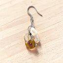 Gold and White Cultured Coin Pearl Earrings in 925 Sterling Silver