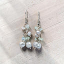 Silver Cultured Pearl and Sea Glass Earrings in 925 Sterling Silver