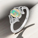 Oval Ethiopian Opal Ring in 925 Sterling Silver
