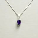Oval Amethyst Solitaire Pendant in 925 Sterling Silver