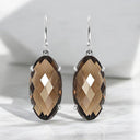 Oval Faceted Gemstone Drop Earrings in 925 Sterling Silver