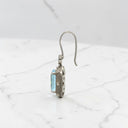 Blue Topaz and Diamond Sandblasted Finish Dangle Earrings in 14kt White Gold